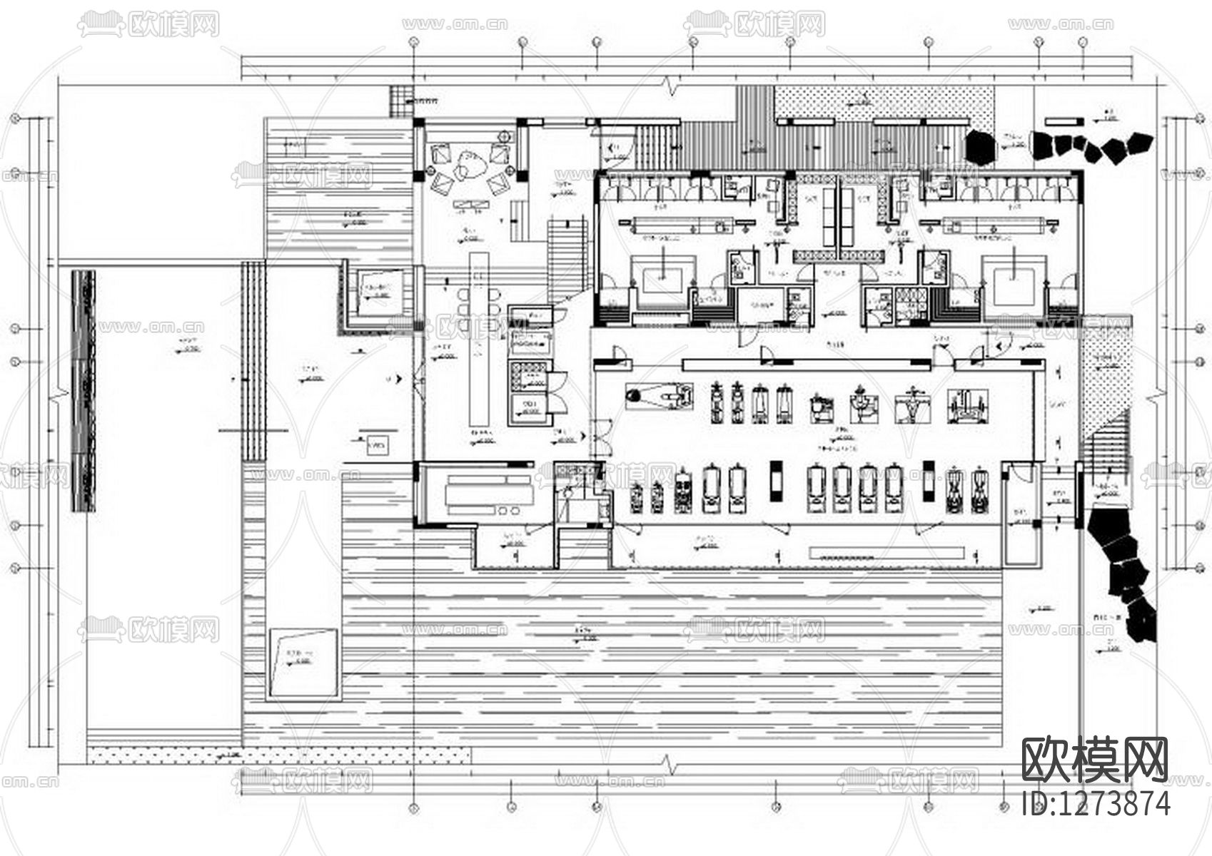 会所cad施工图下载（渲染图1）