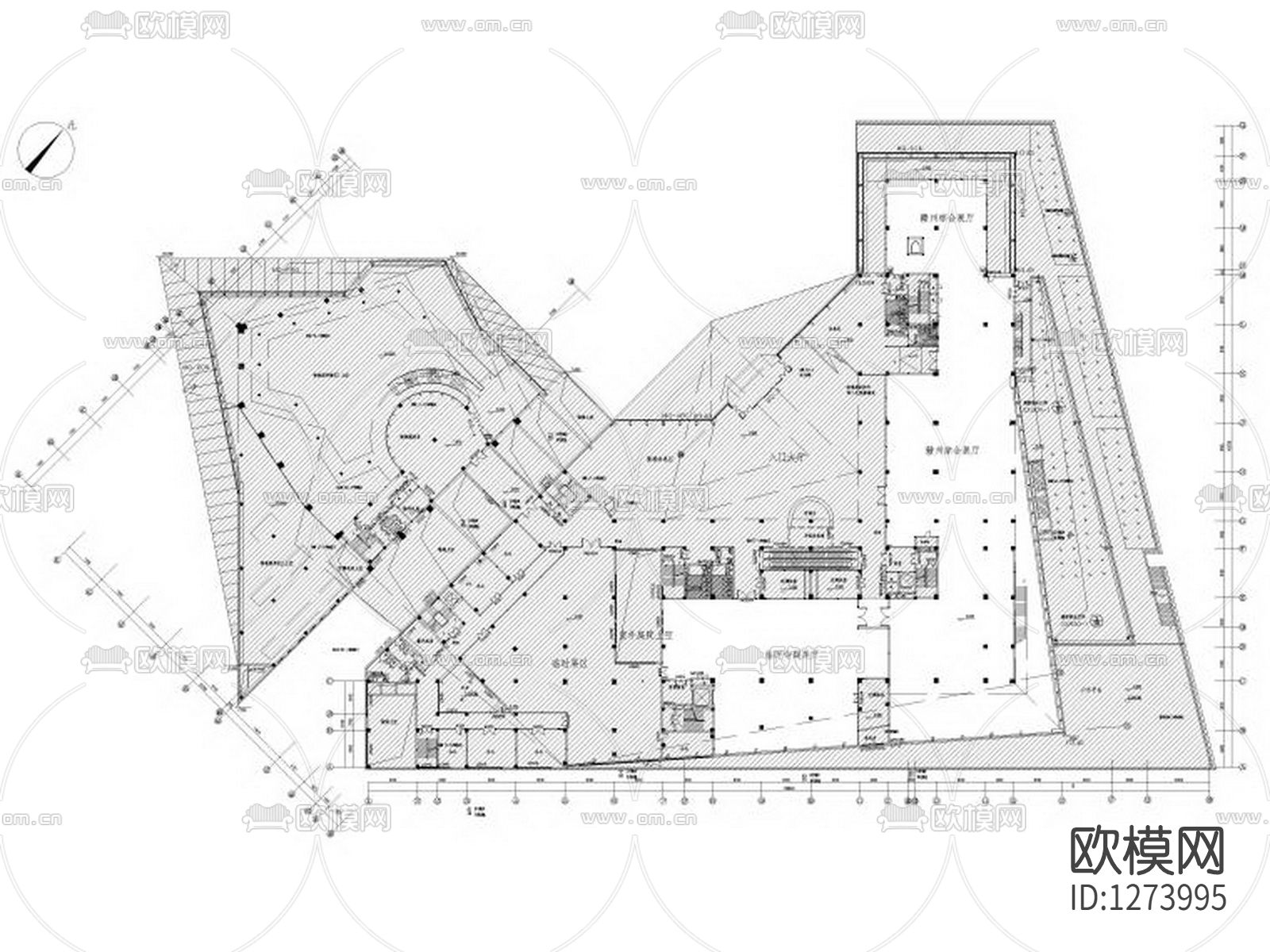 赣州博物馆三层展厅cad施工图下载（渲染图1）