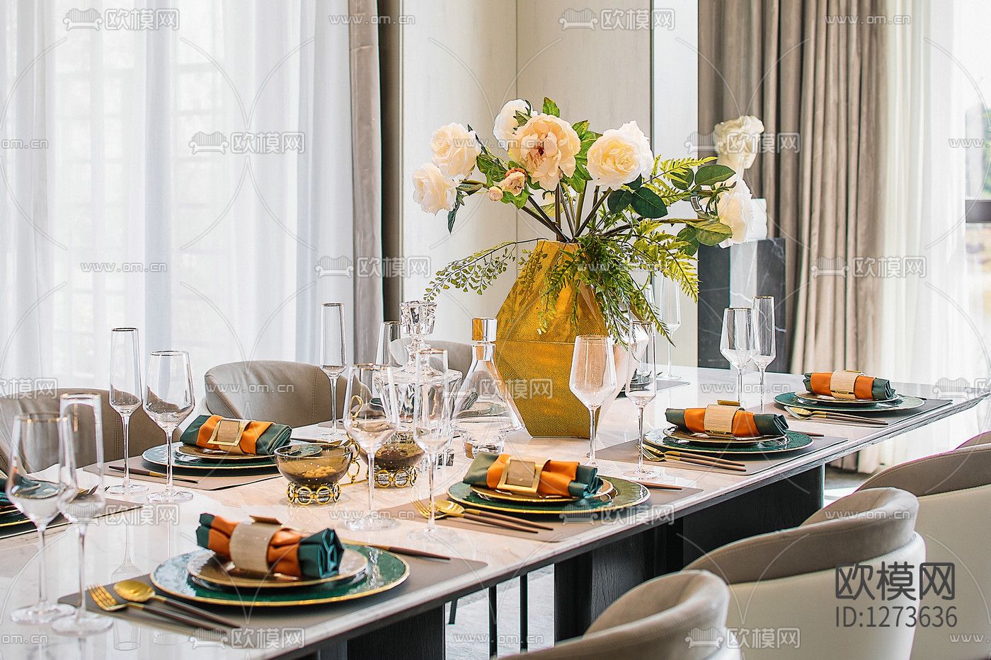 AOD艾地设计别墅样板间cad施工图下载（渲染图10）