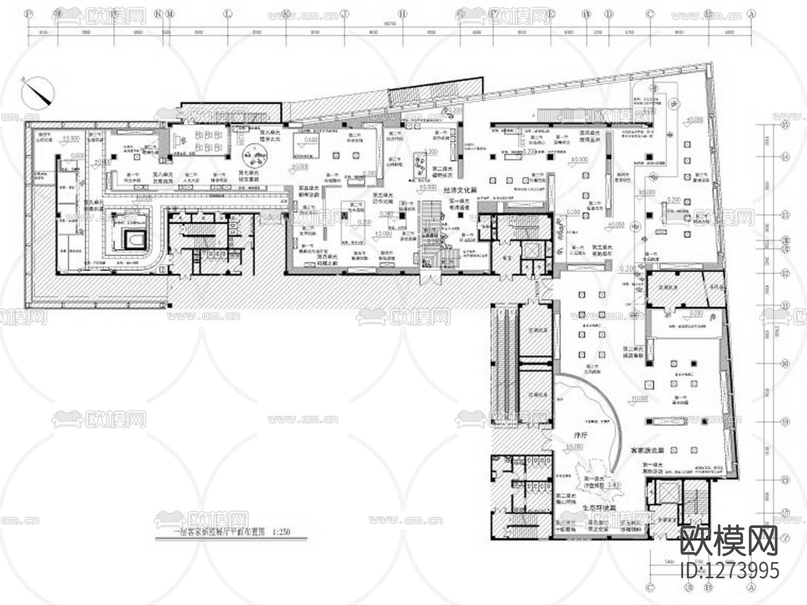 赣州博物馆三层展厅cad施工图下载（渲染图3）