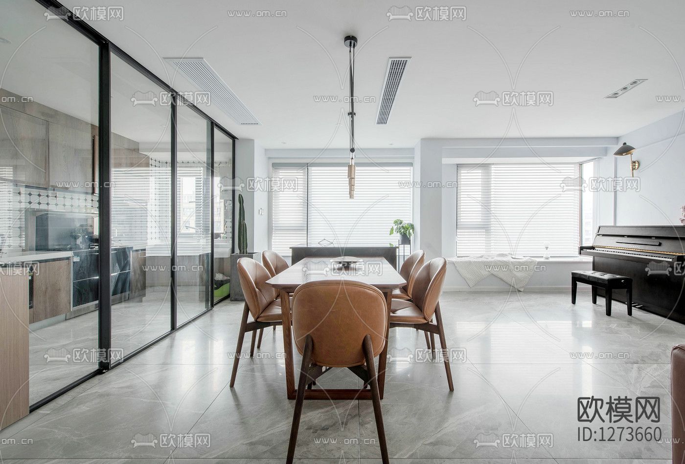 文青设计简约住宅全套cad施工图下载（渲染图2）