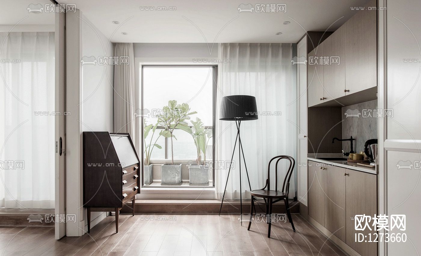 文青设计简约住宅全套cad施工图下载（渲染图7）