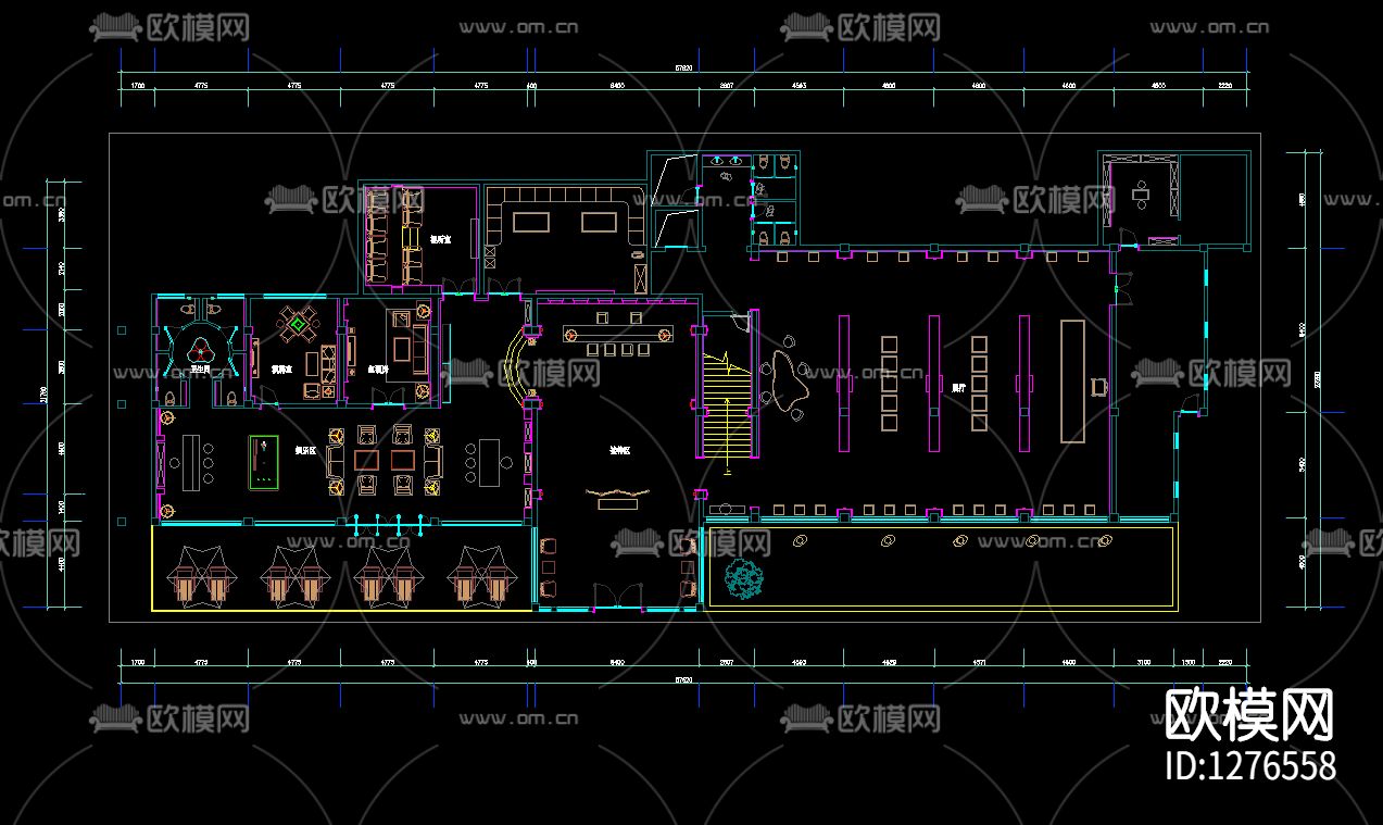 茶楼会所cad施工图下载（渲染图1）