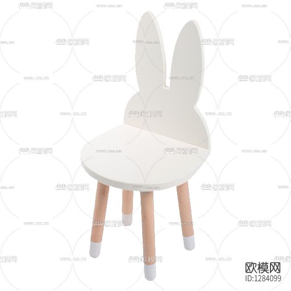 北欧简约实木兔子靠背儿童椅