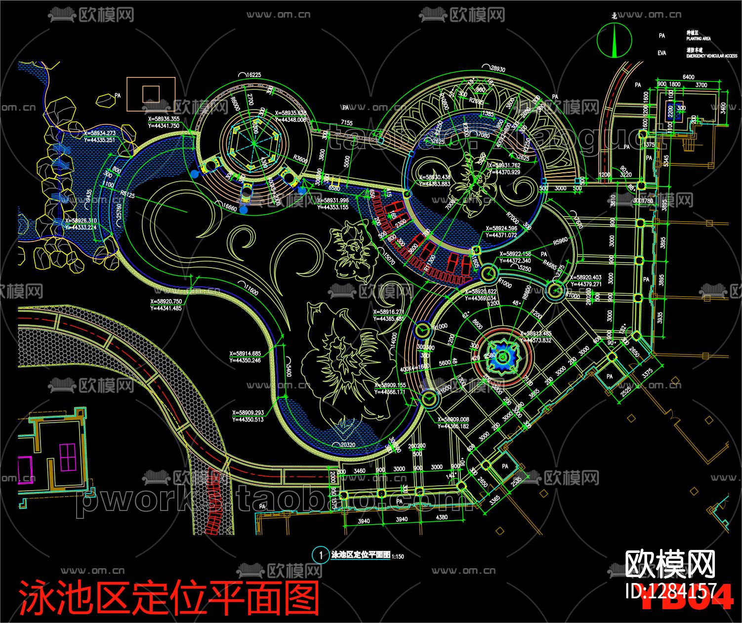 某住宅小区泳池cad施工图下载（渲染图2）