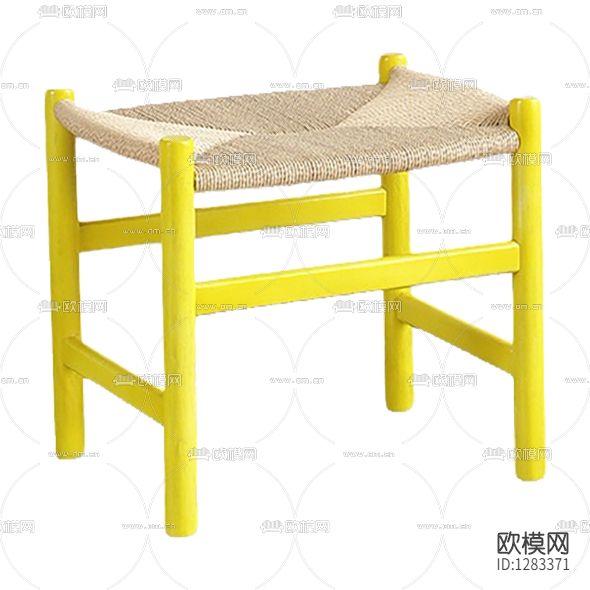 北欧简约实木编织凳子