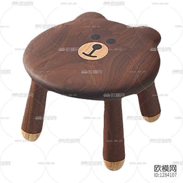 北歐小熊實木兒童椅下載
