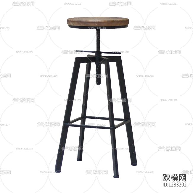 美式简约实木金属吧椅