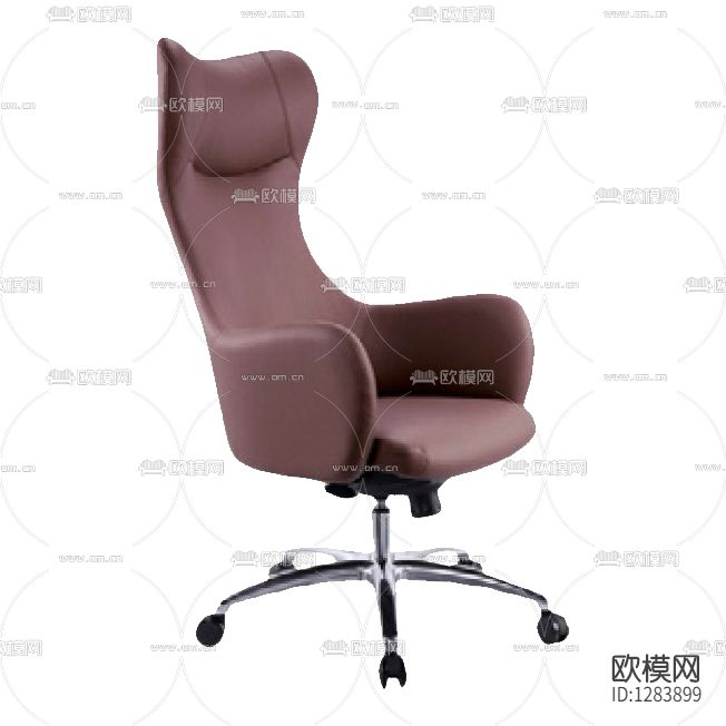 美式深咖啡西皮铝合金脚软体双扶手旋转办公椅