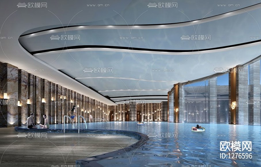 会所cad施工图下载(渲染图5)