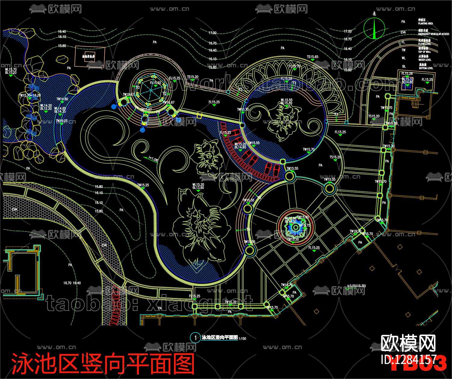 某住宅小区泳池cad施工图下载（渲染图3）