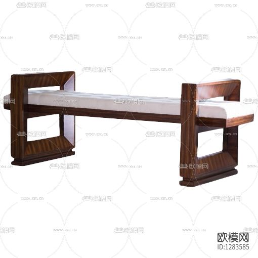 新中式简约实木布艺长椅