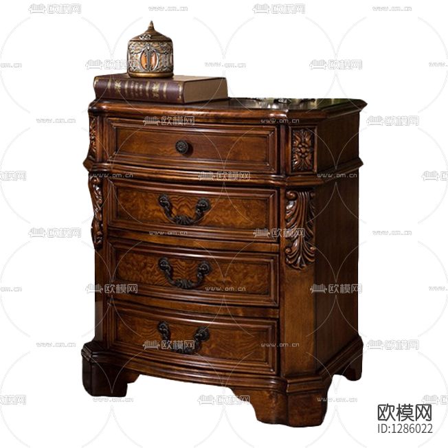 欧式实木真皮雕花床头柜下载
