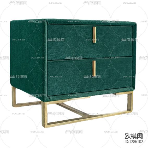 北欧轻奢绒布金属床头柜下载（渲染图2）