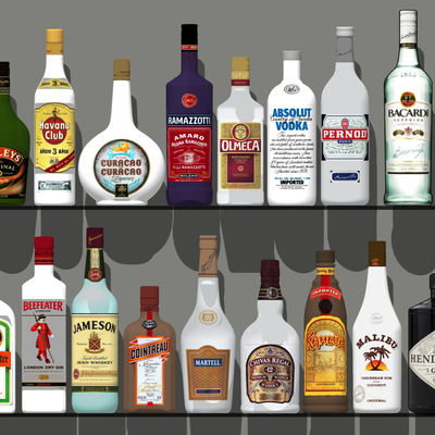  现代白酒酒瓶洋酒饮品su模型 