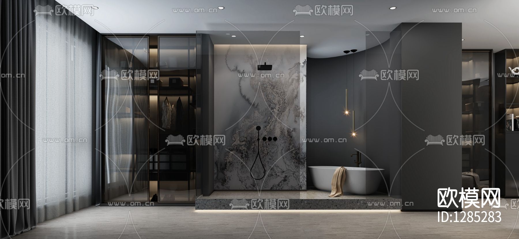 别墅私宅cad施工图下载（渲染图3）