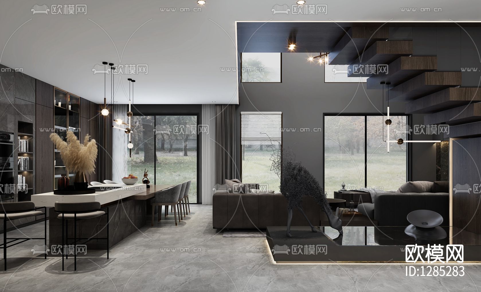 别墅私宅cad施工图下载（渲染图5）