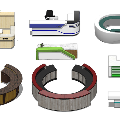  现代医院导诊台咨询台接待前台su模型 