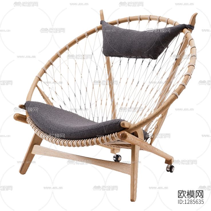 北欧实木绳织布艺休闲椅下载