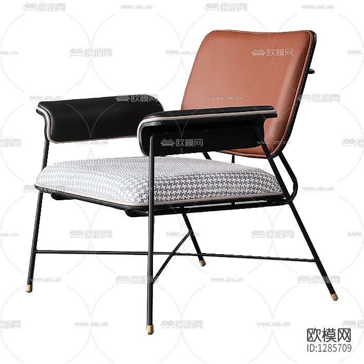 现代轻奢皮革布艺金属休闲椅下载