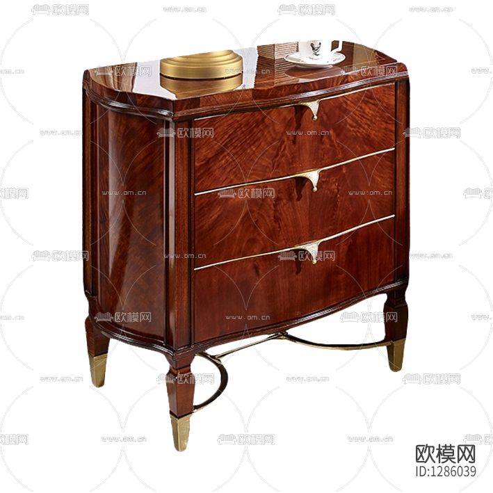 欧式复古实木金属床头柜下载