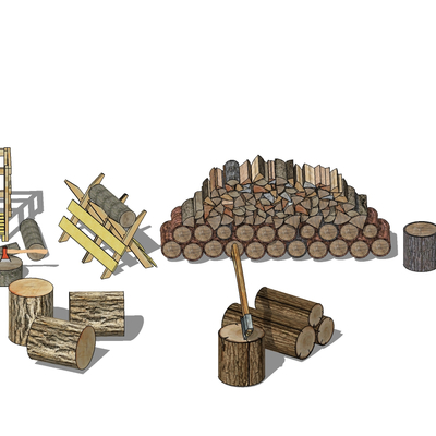  现代枯枝树干su模型 