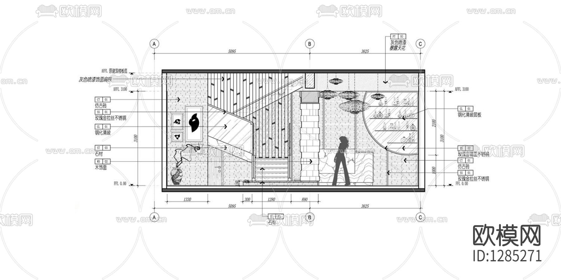 涮羊馆cad施工图下载（渲染图10）