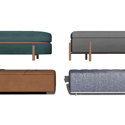  现代布艺床尾凳su模型 