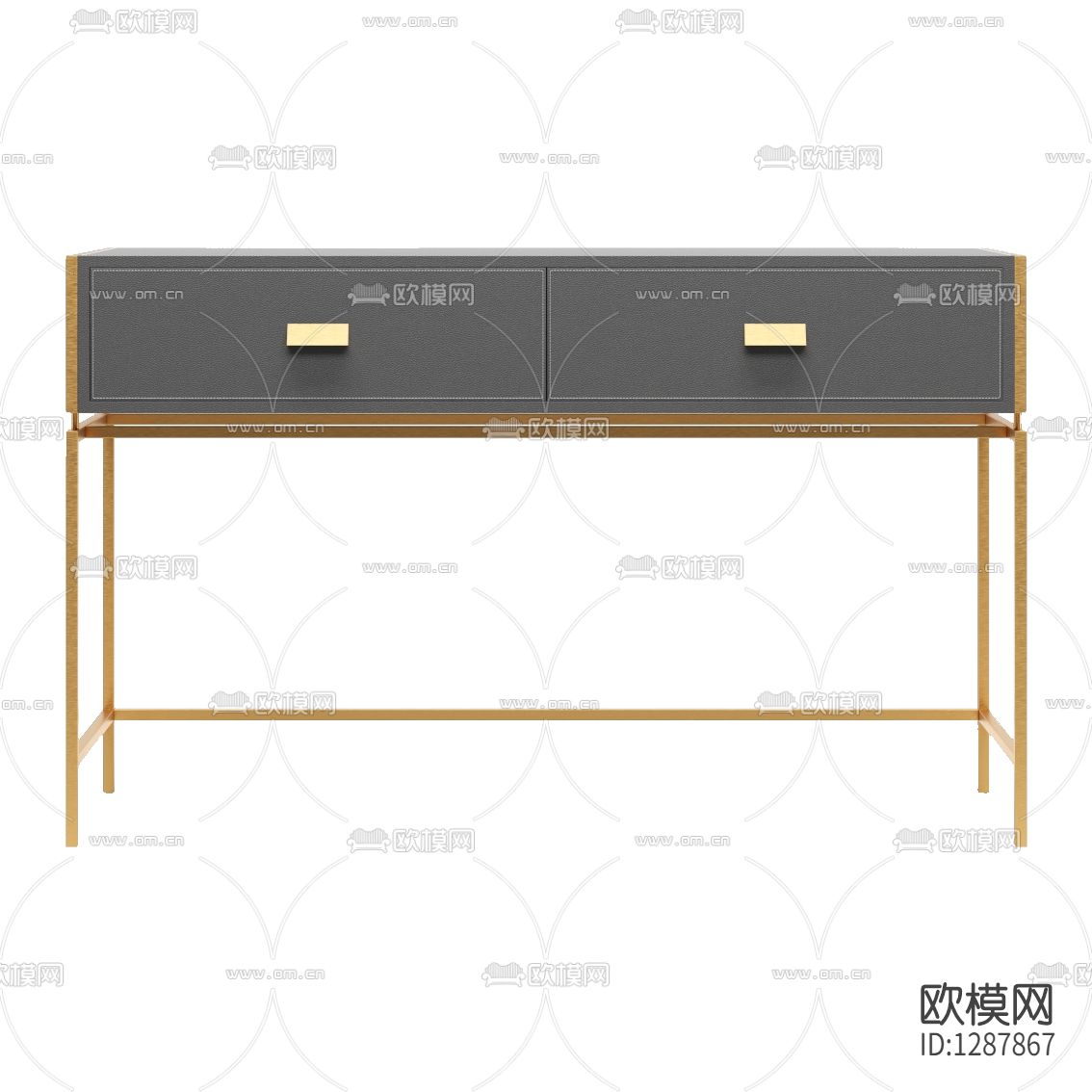 现代轻奢实木金属书桌下载