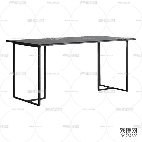 现代极简金属餐桌下载