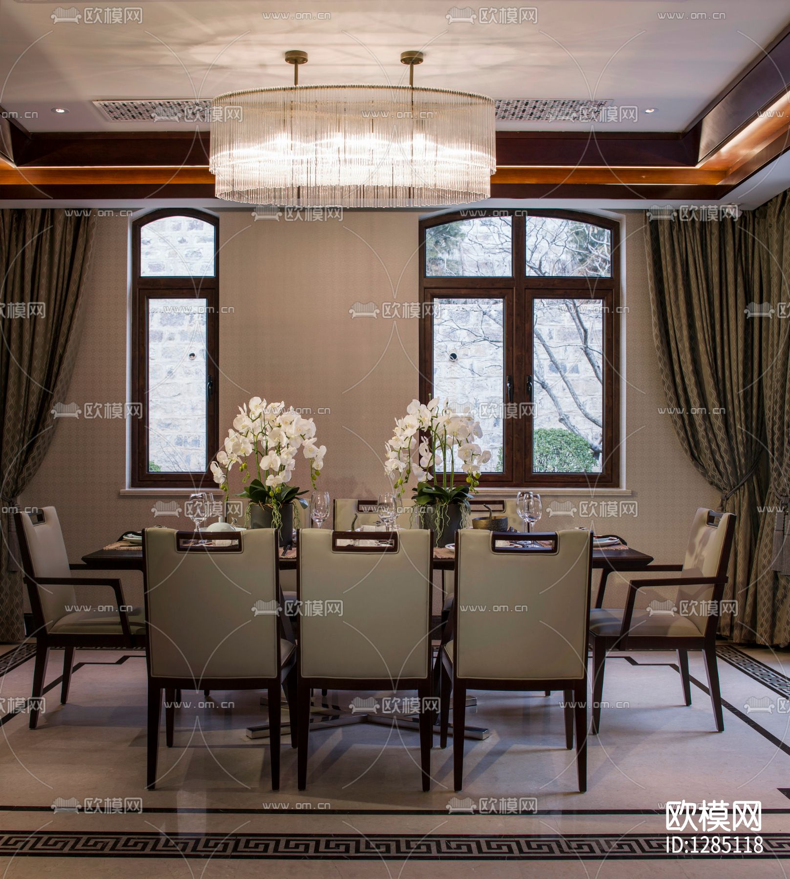 中式家居别墅样板间cad施工图下载（渲染图7）