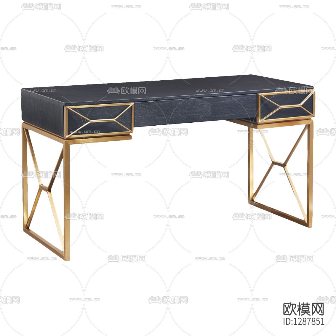 現(xiàn)代輕奢實木金屬書桌下載