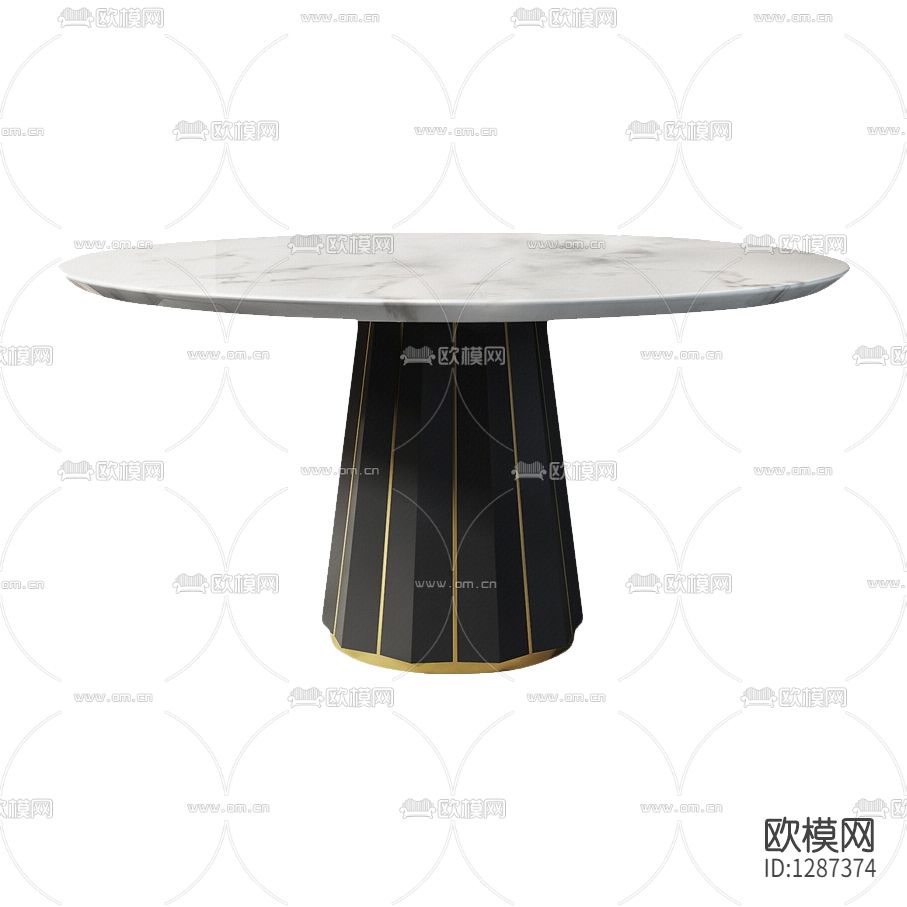 现代轻奢实木大理石圆形餐桌下载