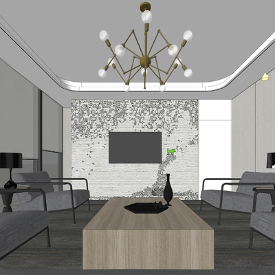  现代贵宾接待室su模型 