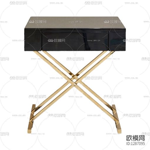 美式简约黑色亮光金属边几下载