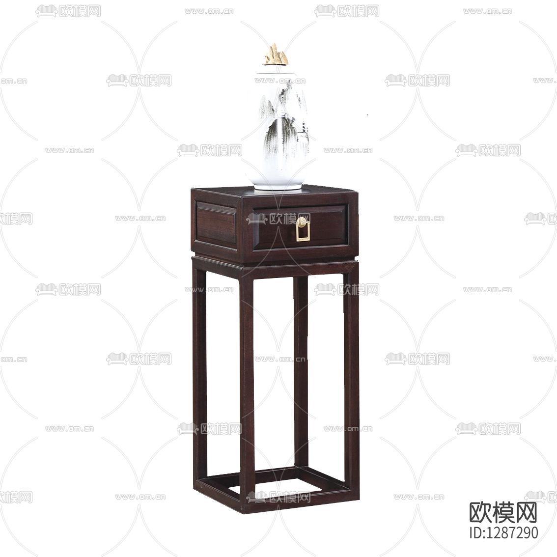 新中式简约实木花几下载