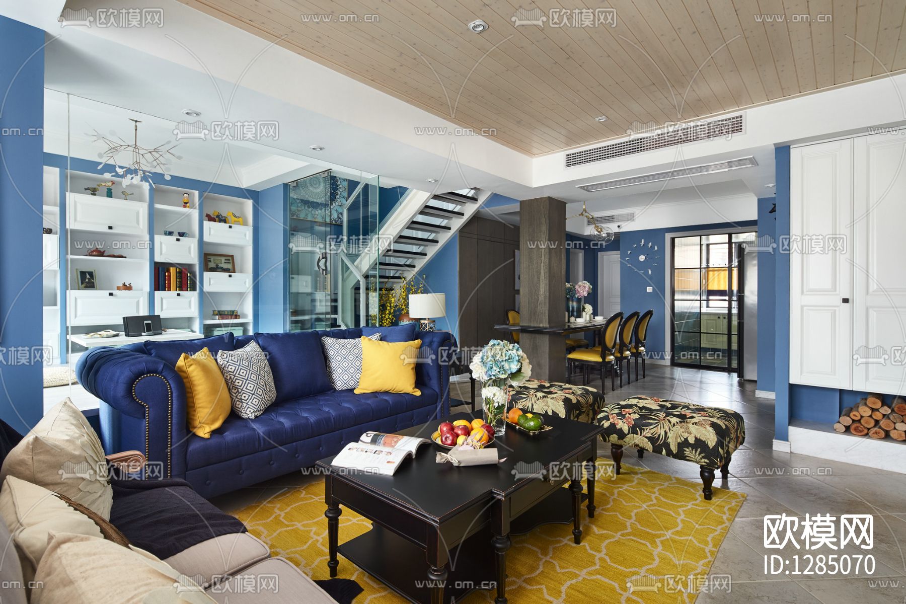 北欧简约家居样板间cad施工图下载（渲染图1）