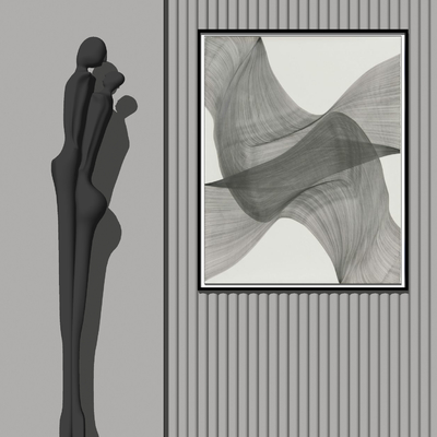 现代抽象人物雕塑su模型