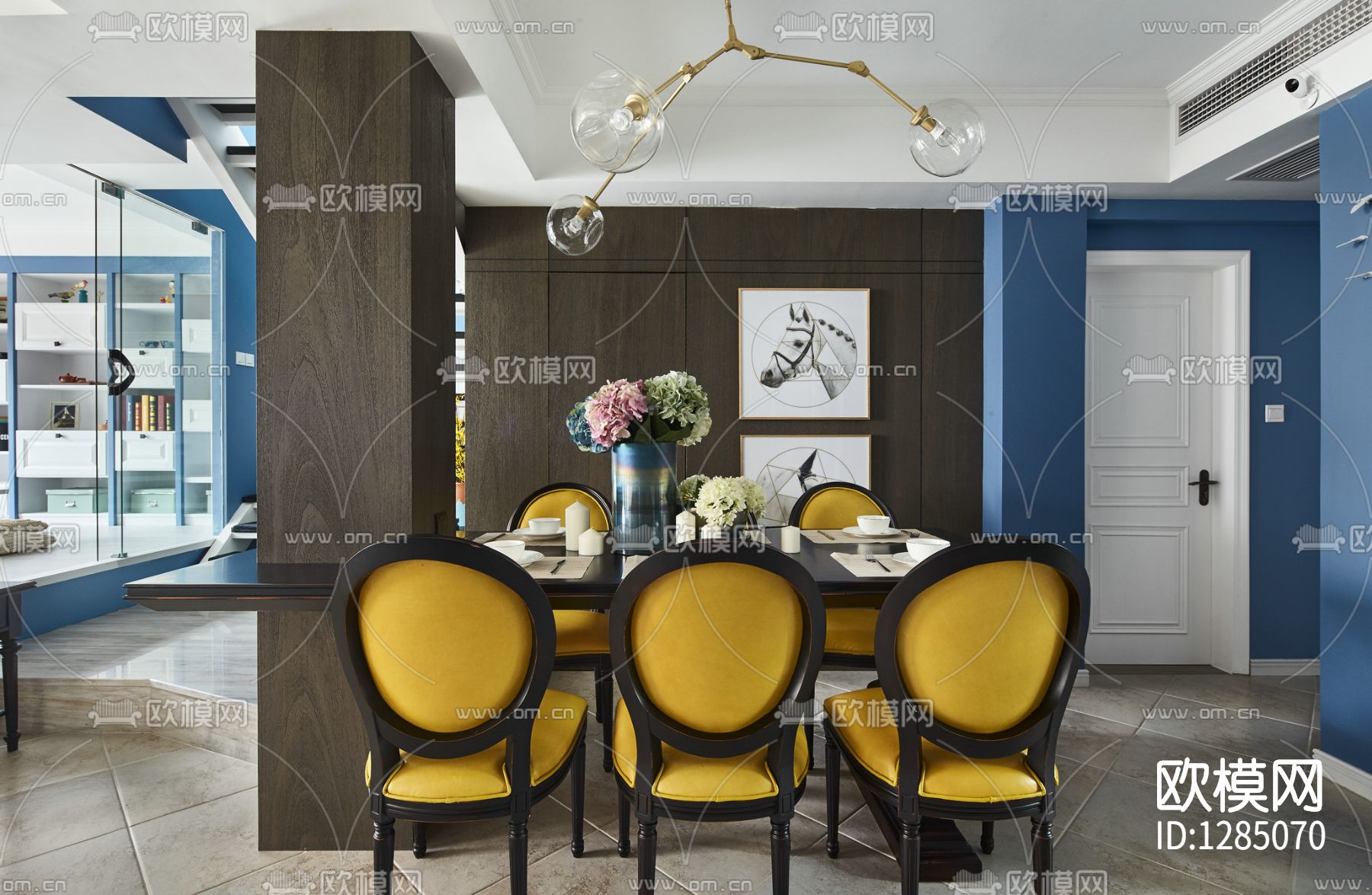 北欧简约家居样板间cad施工图下载（渲染图2）