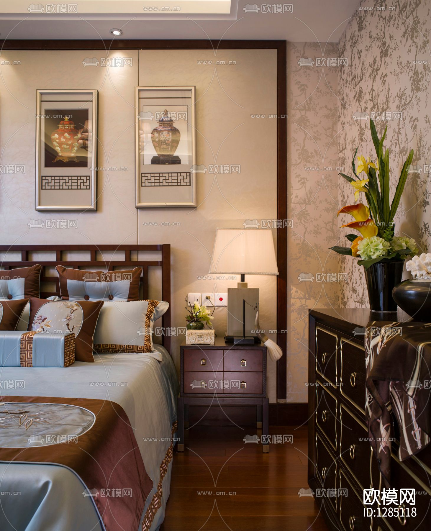 中式家居别墅样板间cad施工图下载（渲染图6）