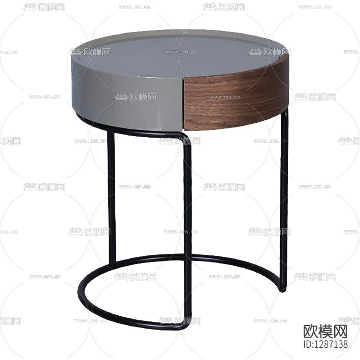 北欧简约实木金属圆形边几下载