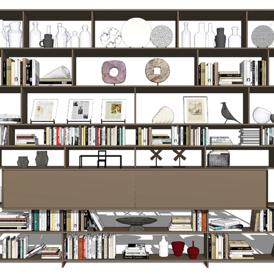 新中式书架su模型