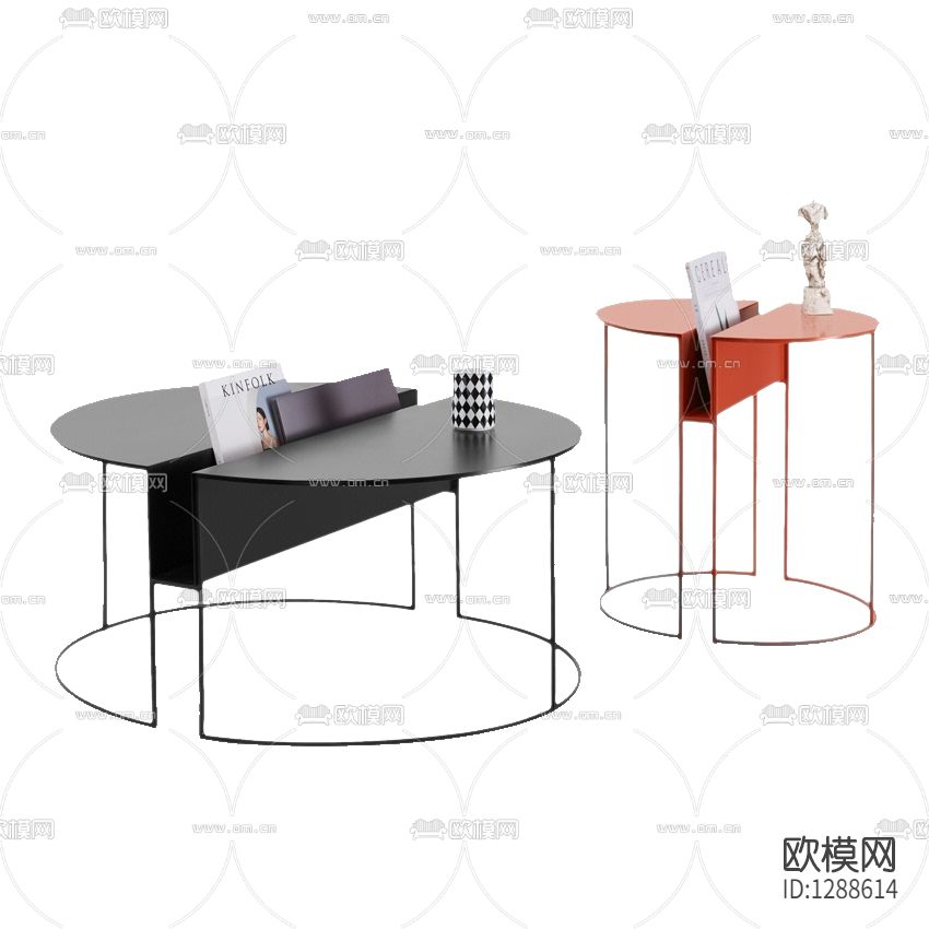 北欧简约金属实木圆形茶几