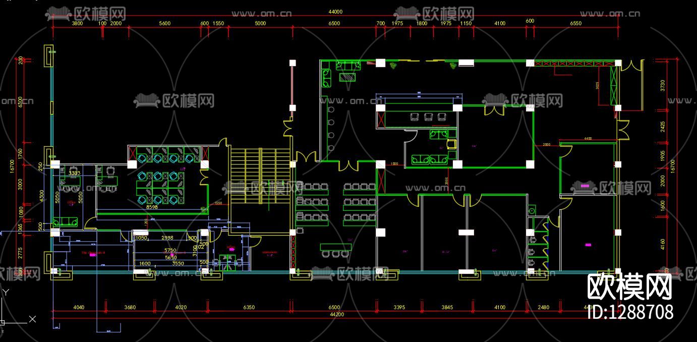 英语培训机构CAD图纸下载（渲染图3）