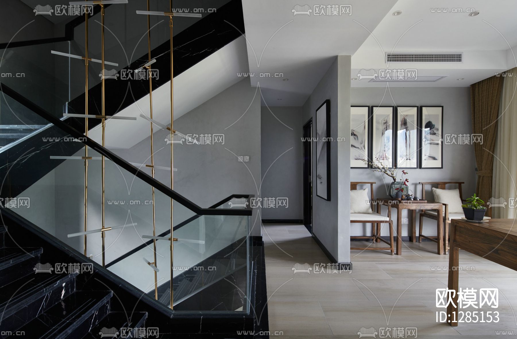 新中式简约家居样板间cad施工图