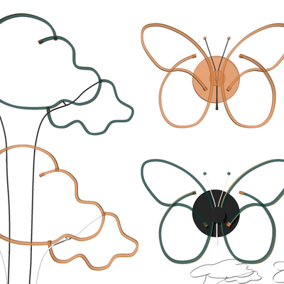  现代儿童房蝴蝶装饰壁灯su模型 