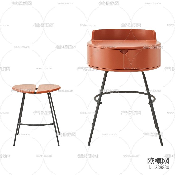 北欧极简实木金属梳妆台