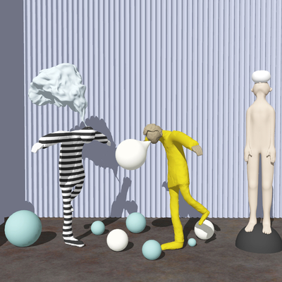 现代抽象人物雕塑su模型