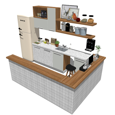  现代厨房橱柜su模型 