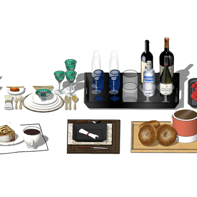  现代蛋糕甜品su模型 